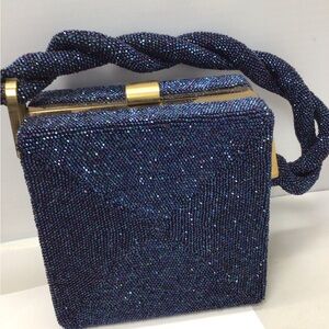 Vintage 1940’s Du Bonnette Elegant Blue glass Beaded evening Bag